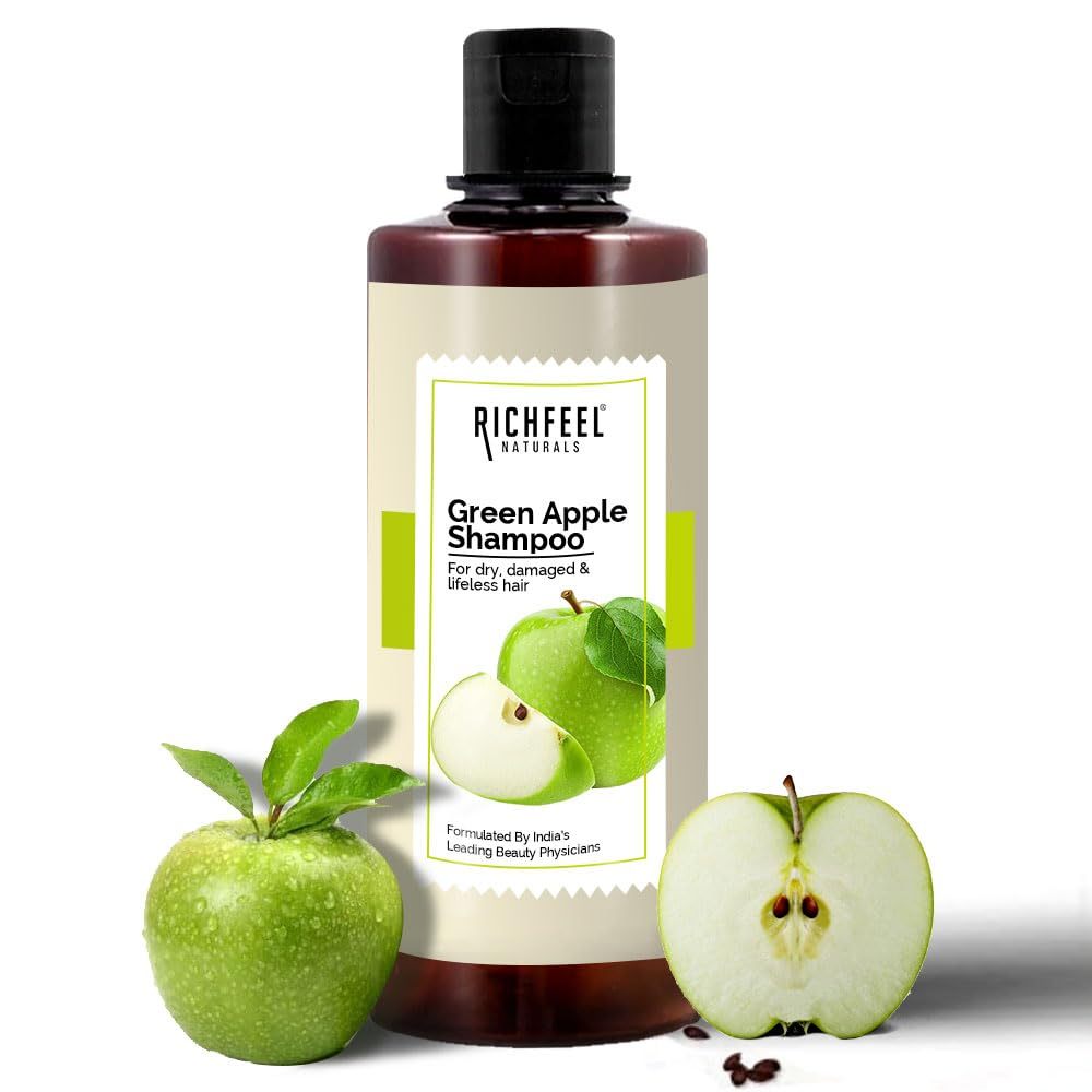 Richfeel Green Apple Shampoo For Dry & Damaged Hair Promotes Healthy,